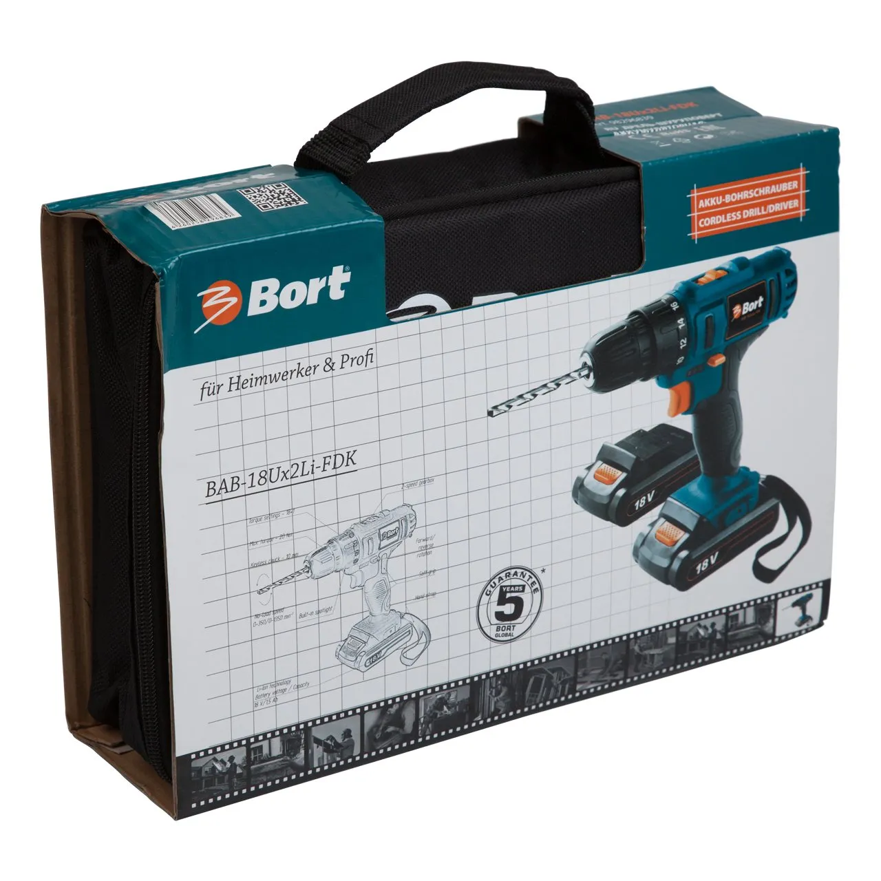 Bort BAB-18Ux2Li-FDK Akku-Bohrschrauber 2x 18 V