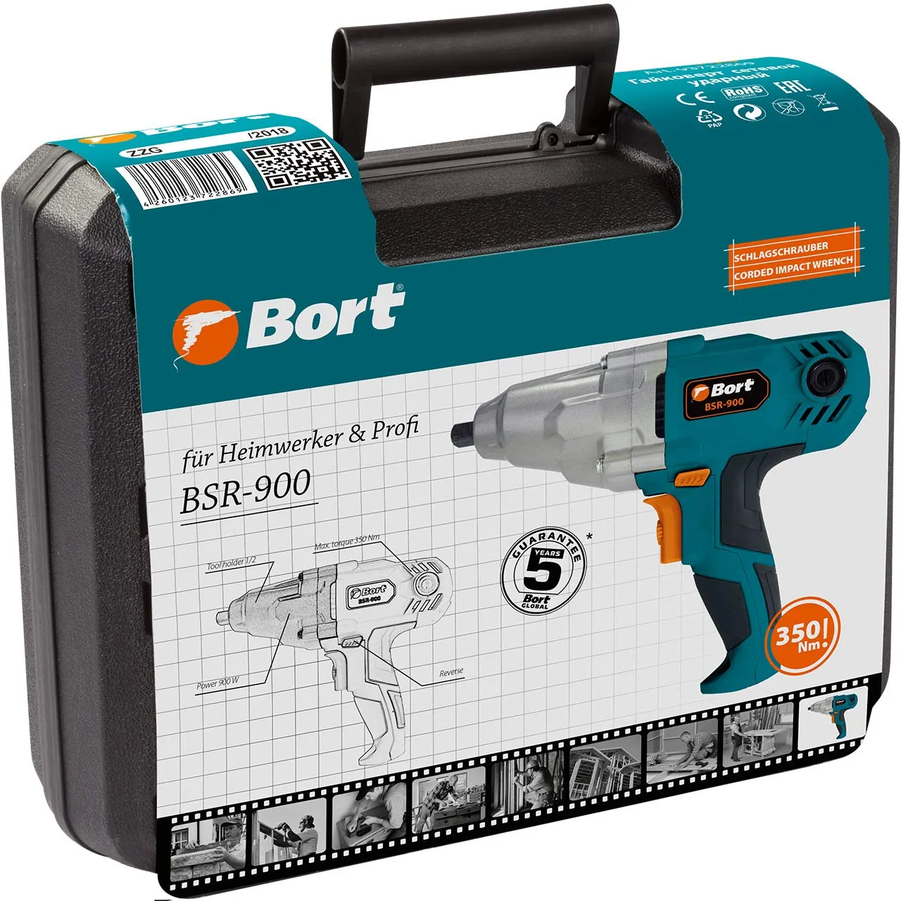 BORT BSR-900 Schlagschrauber 350Nm 900W Koffer