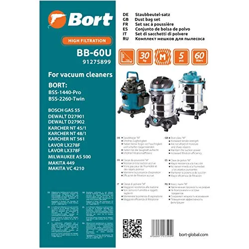 BORT Valco BB-60U Staubsack 60 l für BSS-1440-Pro und BSS-2260-Twin