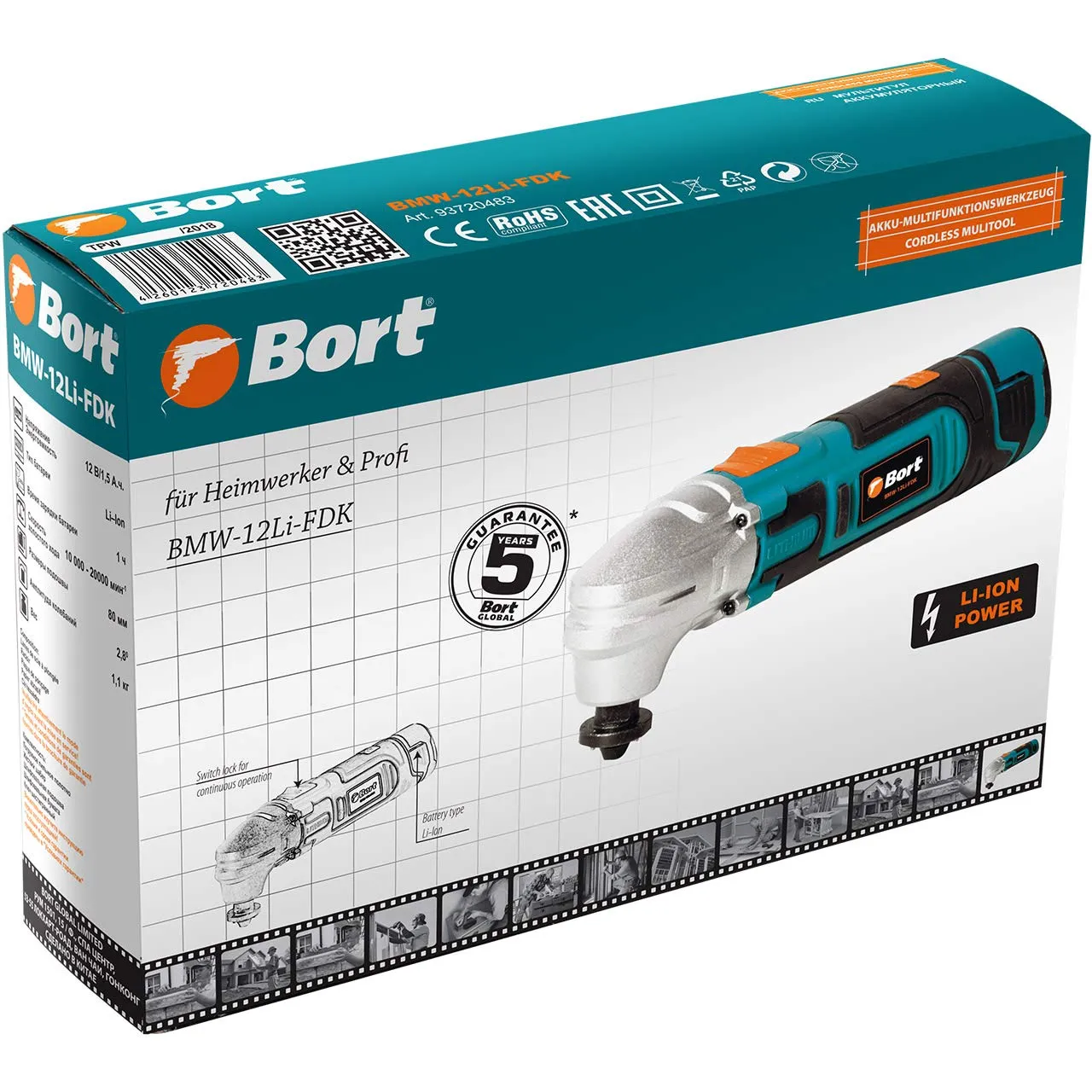 Bort Akku-Multifunktionswerkzeug 12 V mit 2 Akkus 1,5 Ah