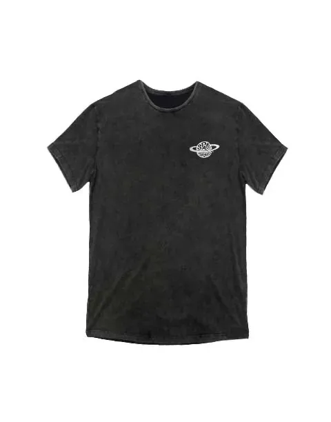 Space Brace Black Acid Wash T-Shirt mit Logodruck