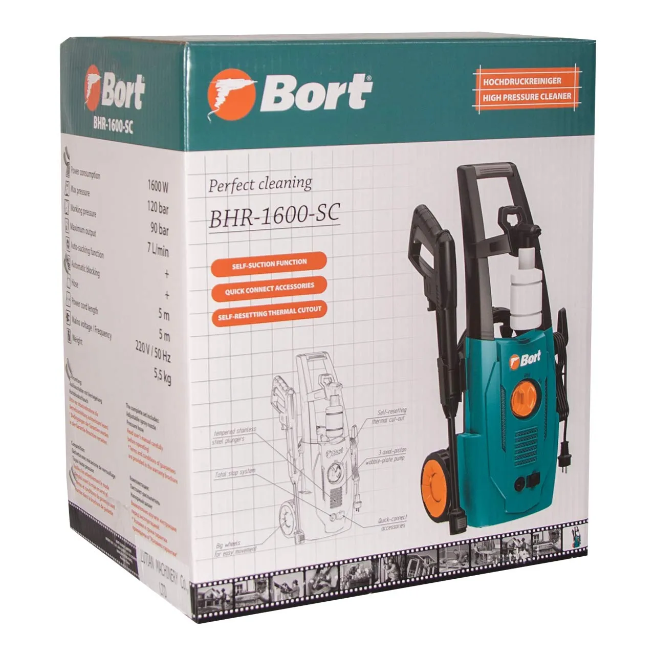 Bort BHR-1600-SC Hochdruckreiniger 120 bar 7 L/min 5 m