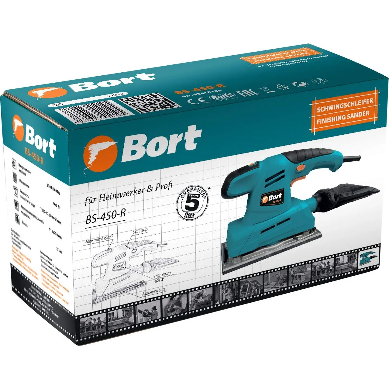 Bort BS-450-R Schwingschleifer 400 W mit Drehzahlregelung