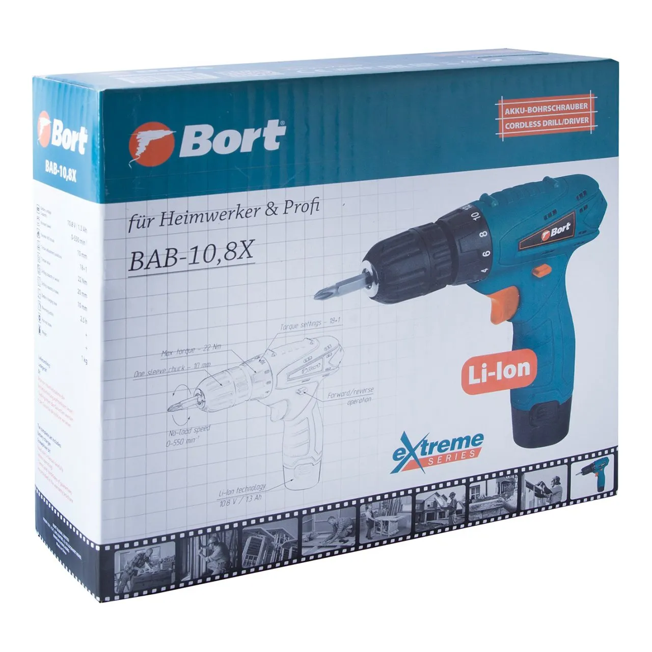 Bort BAB-10.8X Akku-Bohrschrauber 10,8 V Li-Ion
