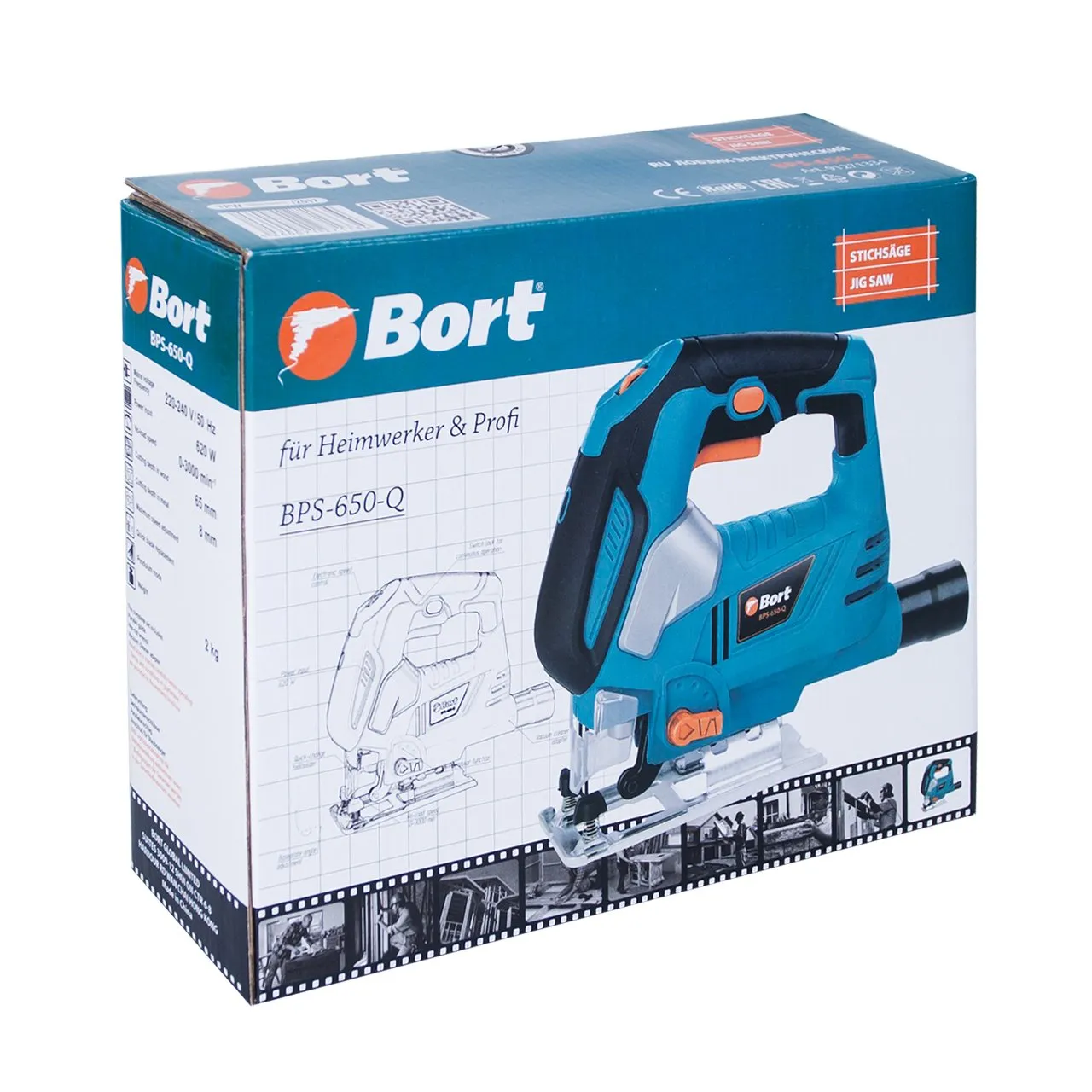Bort BPS-650-Q Stichsäge 620 W für Holz 65 mm