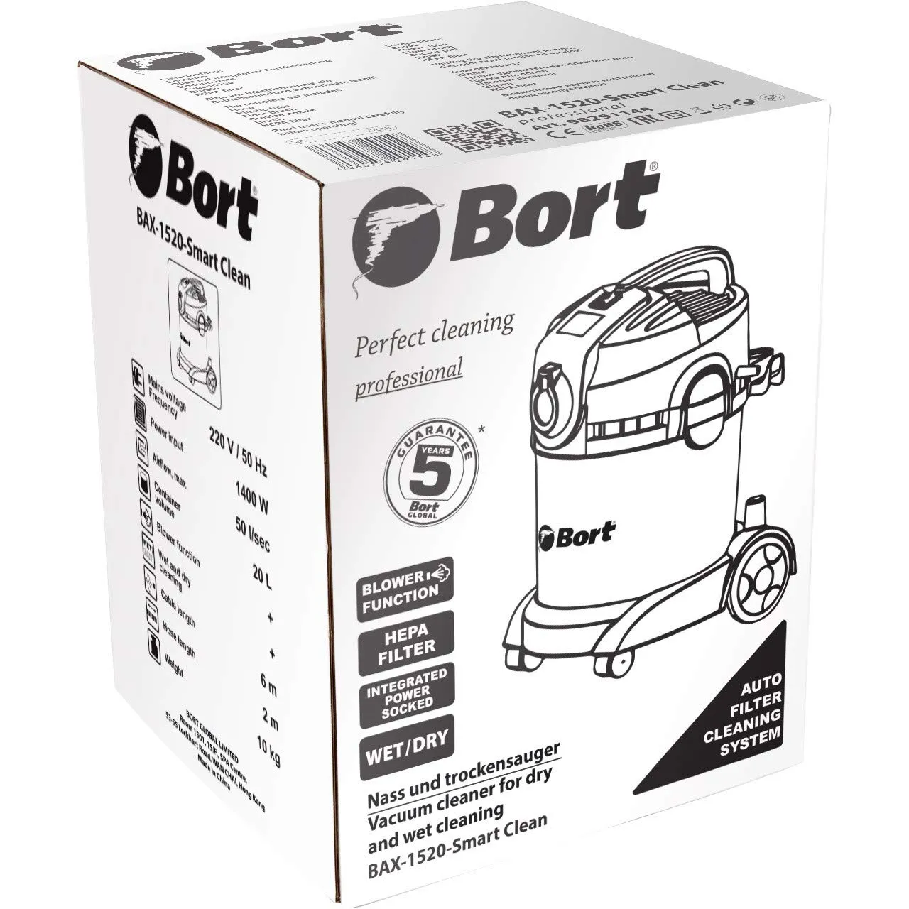 BORT BAX-1520-Smart Clean Nass-Trockensauger 20 l 1400 W Blasfunktion