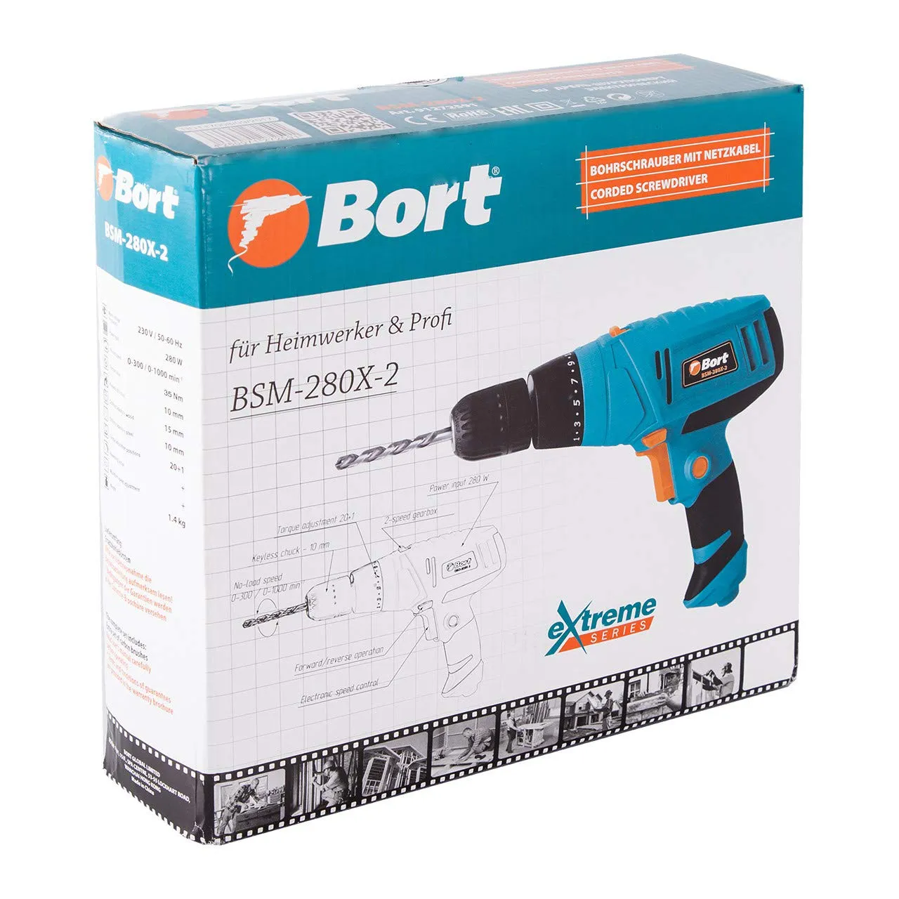 Bort BSM-280X-2 Bohrschrauber 280 W 2-Gang 20 Nm