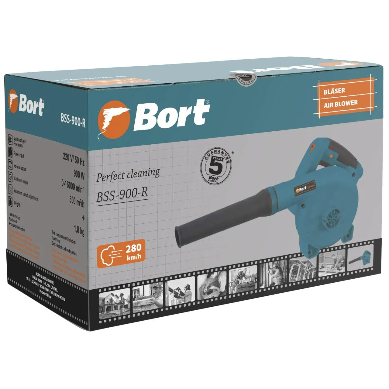 Bort BSS-900-R Luftgebläse 900 W mit Staubbeutel