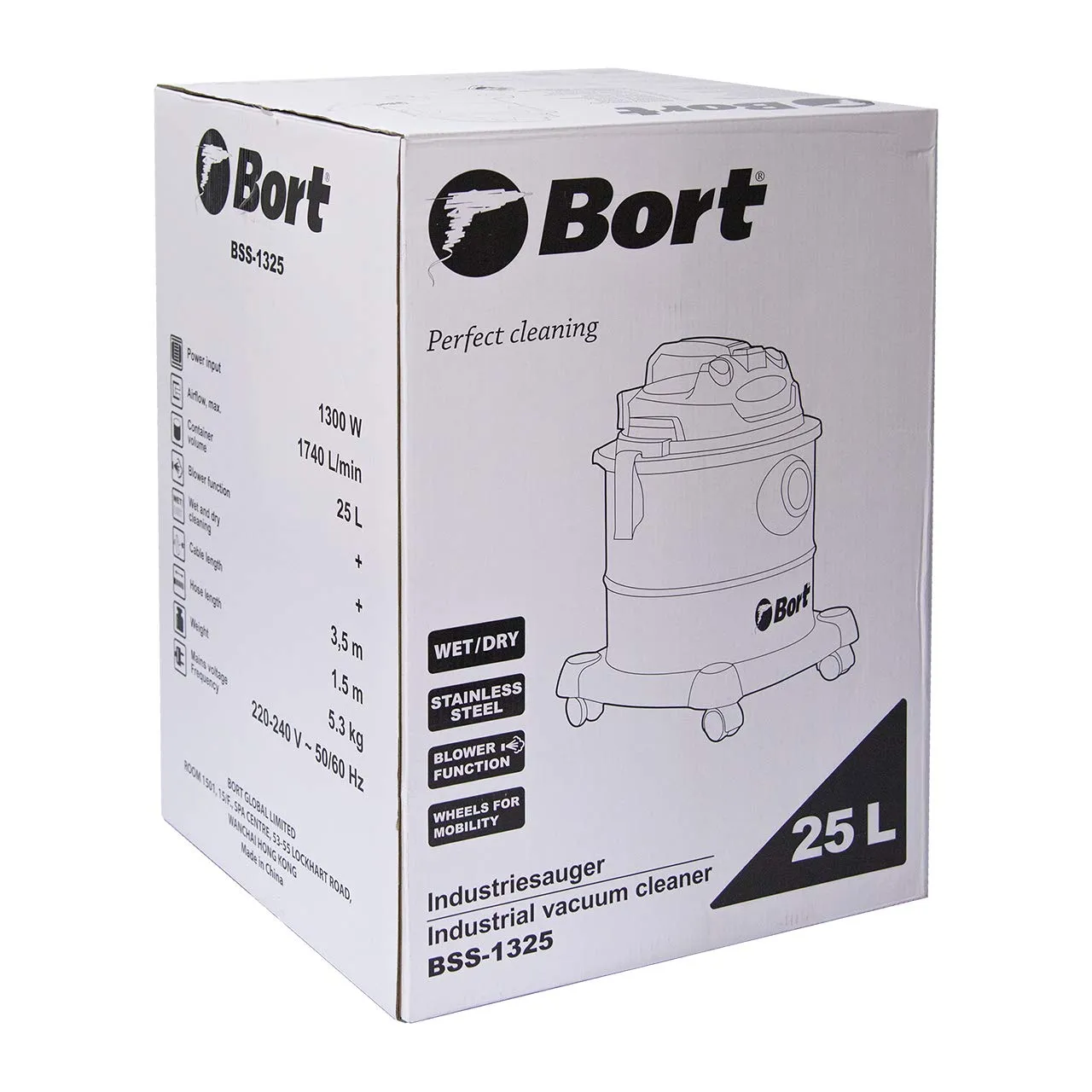 Bort BSS-1325 Nass-Trockensauger 25 L Blasfunktion