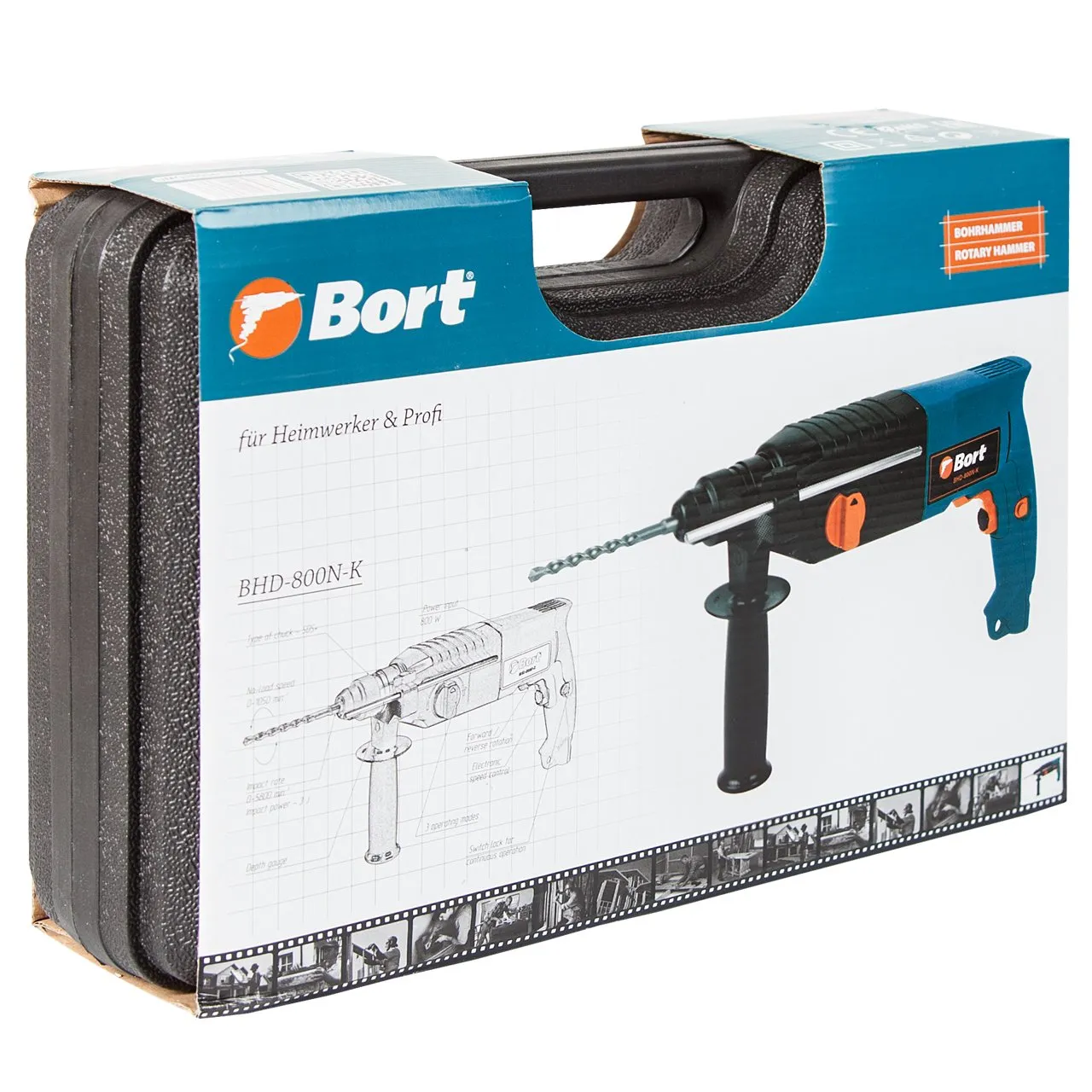 BORT BHD-800N-K Bohrhammer SDS-Plus 800 W 3 J