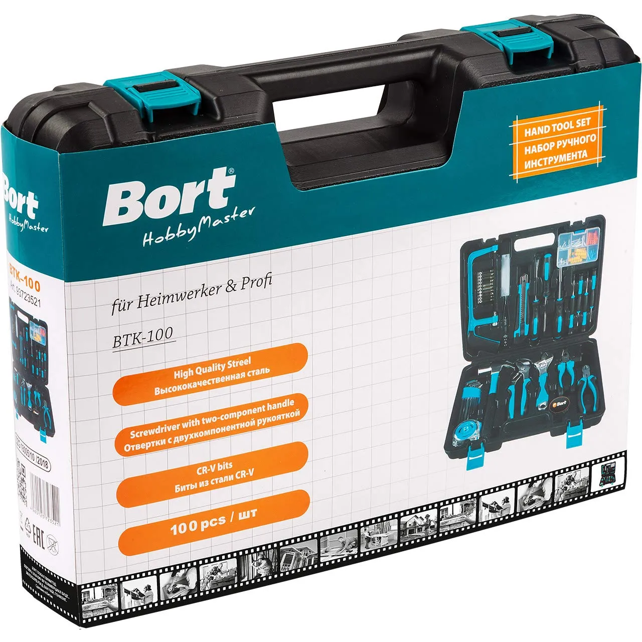 Bort BTK-100 Werkzeugkoffer 100-teilig Chromstahl