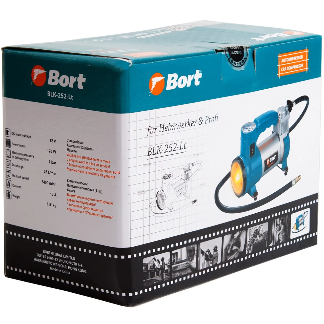 Bort BLK-252-Lt Autokompressor 12 V 25 l/min