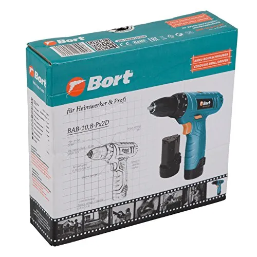 Bort BAB-10.8-Px2D Akku-Bohrschrauber 10,8 V 2 Akkus