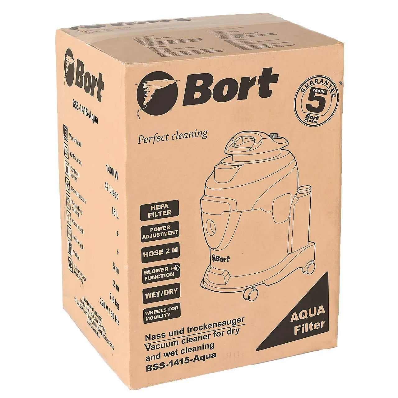 BORT BSS-1415-Aqua Nass-Trockensauger 15 l 1400 W HEPA+Aqua