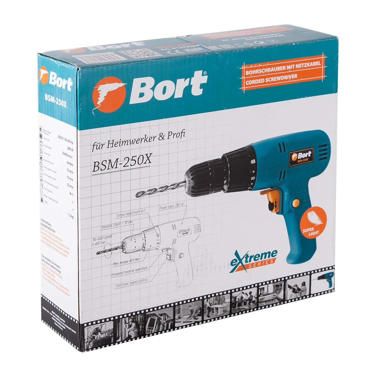 Bort BSM-250X Bohrschrauber 280 Watt 10,5 Nm