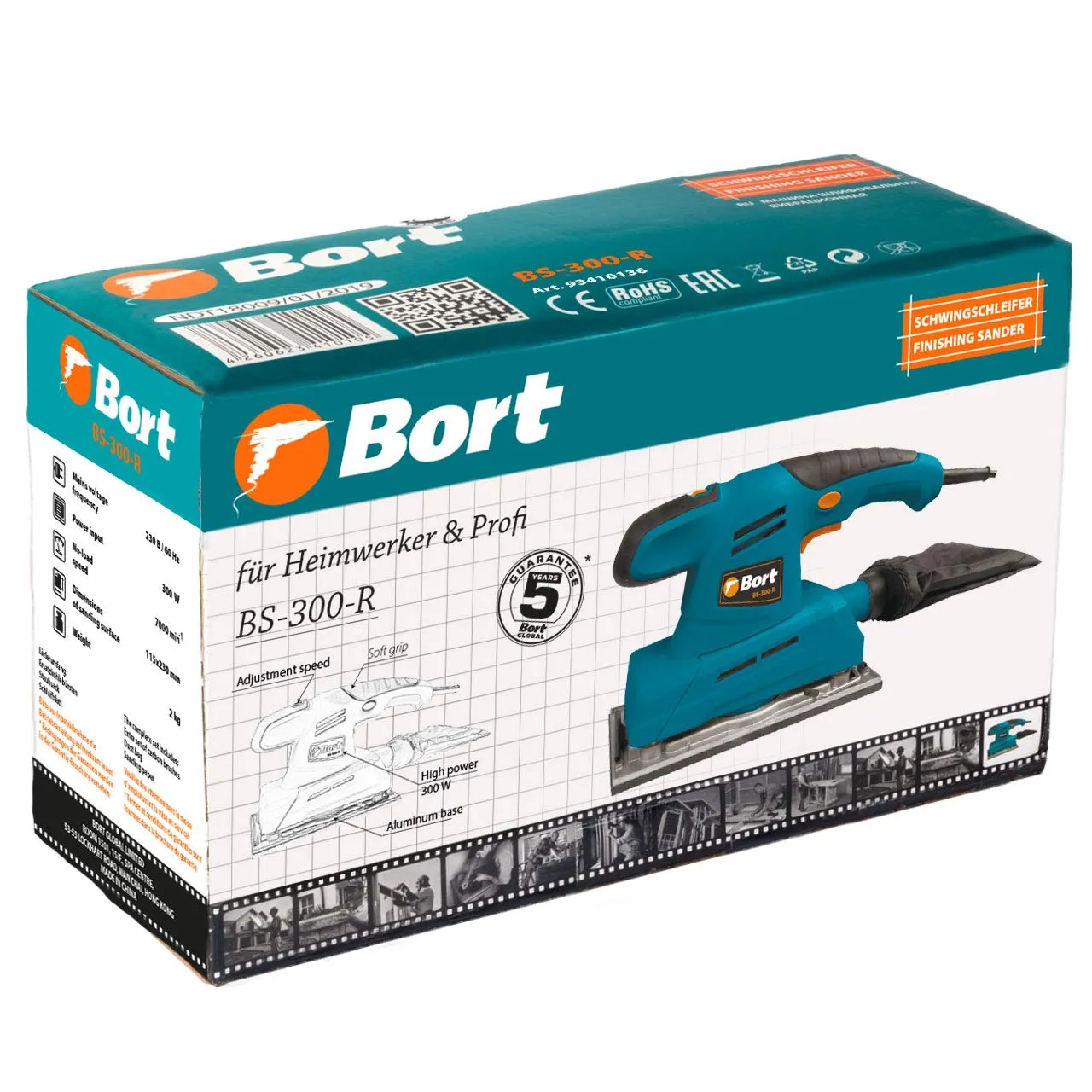 Bort BS-300-R Schwingschleifer 300 W mit Drehzahlregelung