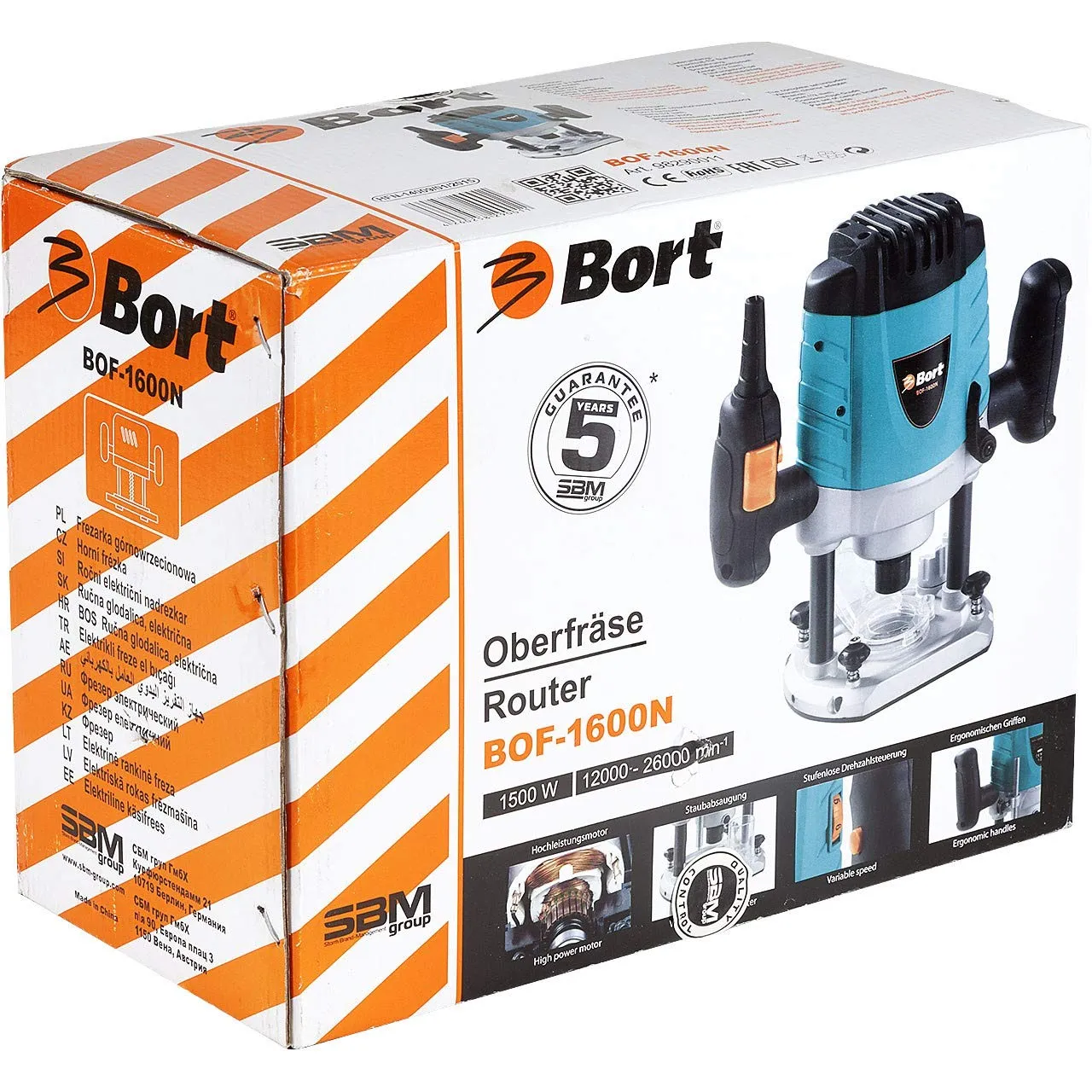 Bort BOF-1600N Oberfräse 1600 W 8/12 mm